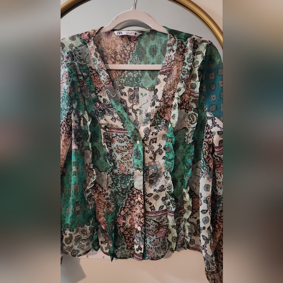 ZARA PAISLEY BLOUSE - Picture 2 of 4